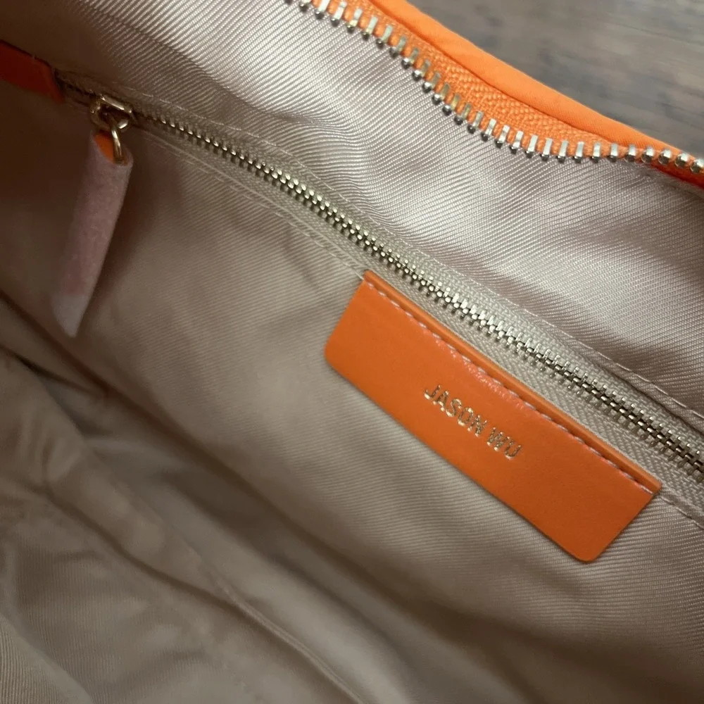 Jason Wu Nylon Woven Hobo Bag Vegan Leather Persimmon Orange $138 MSRP